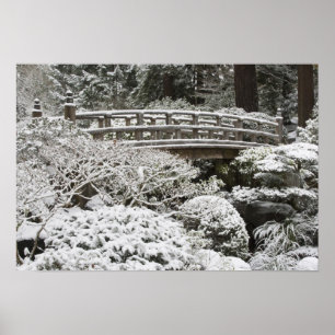 Pôster Queda de neve no Jardim Japonês Portland,