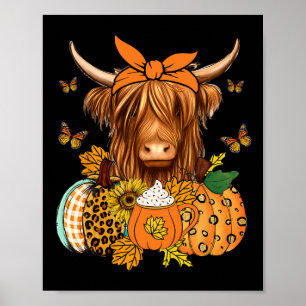 Poster Queda De Vaca E Deixa Pumpkins No Outono De Ação D