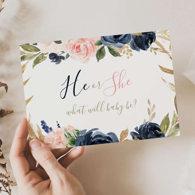 Poster Queda Exquisita Floral Gênero Do Bebê Revelar Post (Criador carregado)