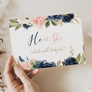 Poster Queda Exquisita Floral Gênero Do Bebê Revelar Post