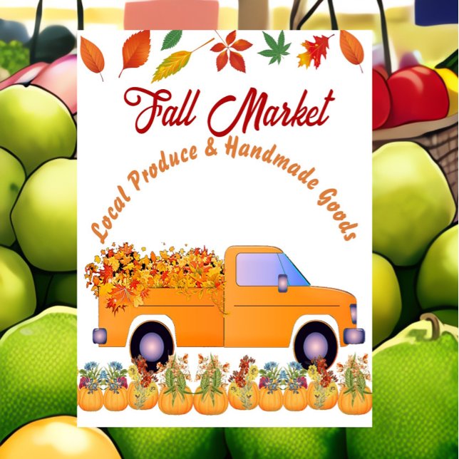 Poster Queda Mercado Pumpkin Patch Farmhouse Truck Fabric (Fall Market Poster)