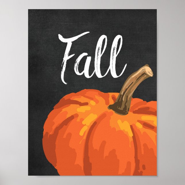 Poster Queda - Pumpkin de Ação de Graças de Quadro Negro (Frente)