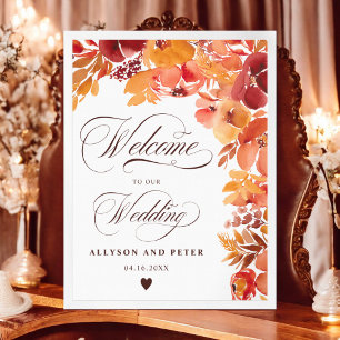 Poster Queda rústica pintada floral boho casamento bem vi