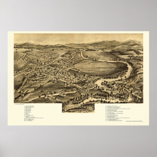 Poster Quedas de Enosburg, mapa panorâmico do VT - 1892