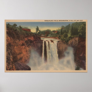 Pôster Quedas de Snoqualmie, WA - ideia das quedas &