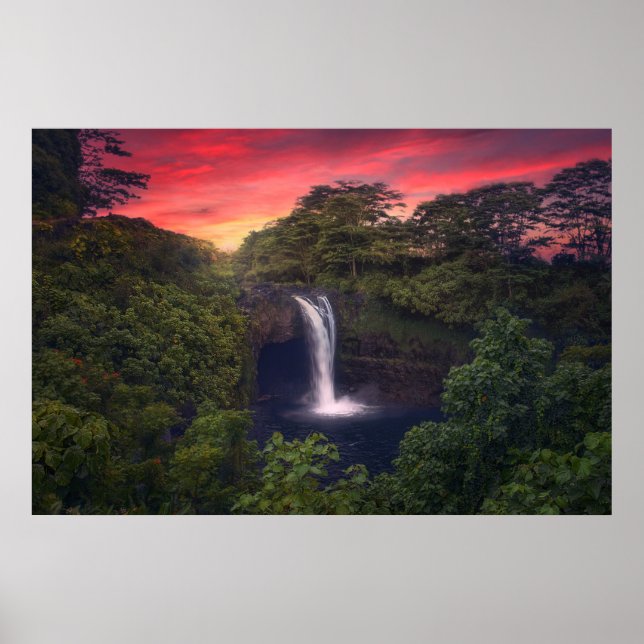 Poster Quedas | Rainbow Falls, Hilo, Havaí (Frente)
