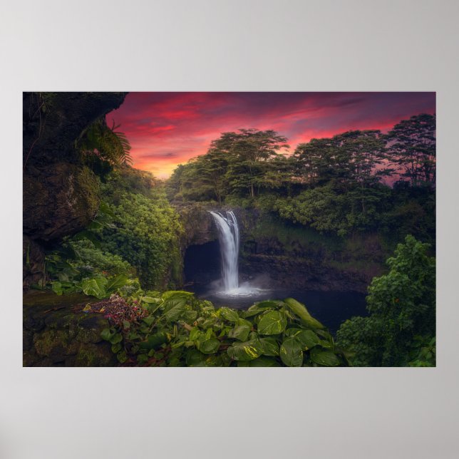 Poster Quedas | Rainbow Falls, Hilo, Havaí (Frente)