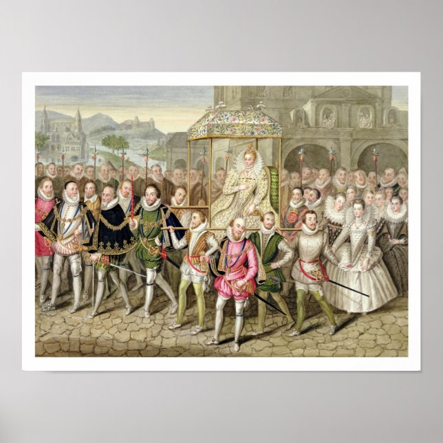Pôster Queen Elizabeth I in procession with her Courtiers (Frente)