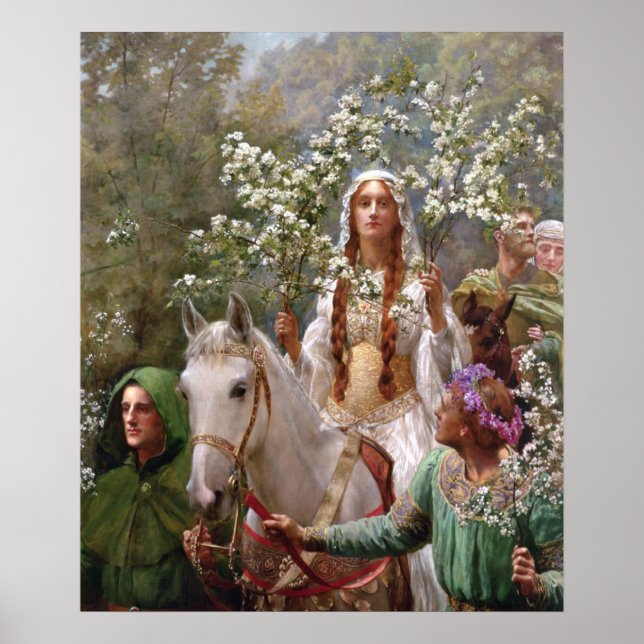 Poster Queen Guinevere's Maying c. 1900, por John Collier (Frente)