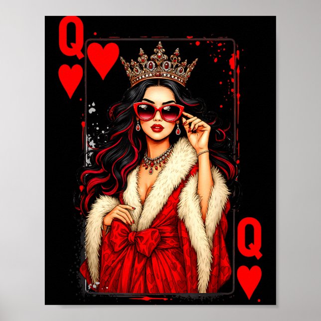 Poster Queen Of Heart Playing Card Love Valentine Outfit  (Frente)