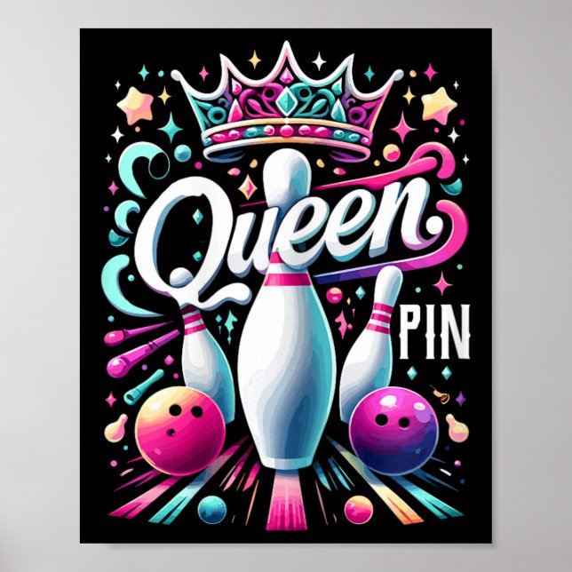 Poster Queen Pin Shirt Bowler Bowling League For Bowling  (Frente)