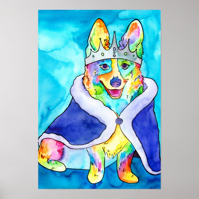 Poster Queen Splooty Rainbow Corgi (Frente)
