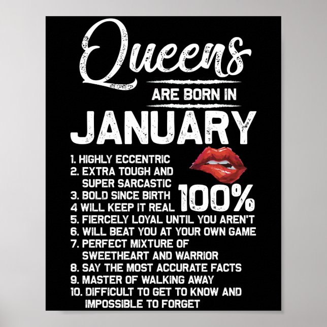 Poster Queens Are Born in January Birthday Gifts (Frente)