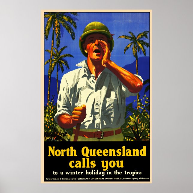 Poster Queensland Norte Chamando Vintage (Frente)