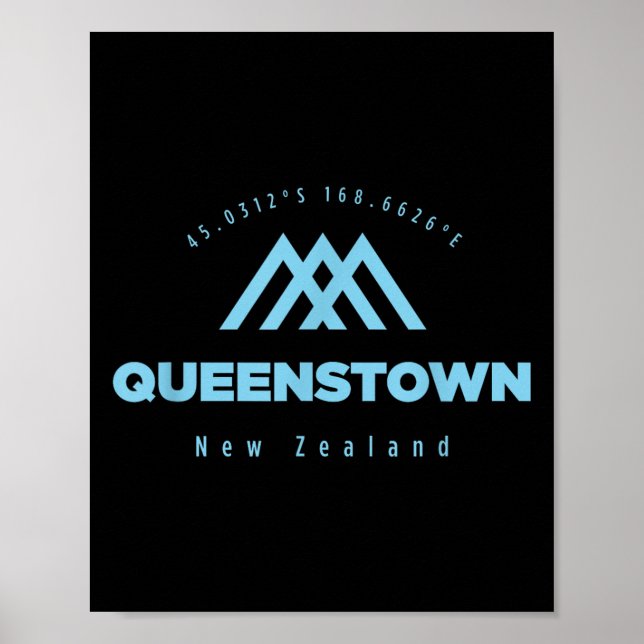 Poster Queenstown Mountain Vacing Nova Zelândia (Frente)
