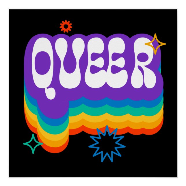 Pôster Queer. LGBT+Orgulho. Arco-íris. Poster (Frente)
