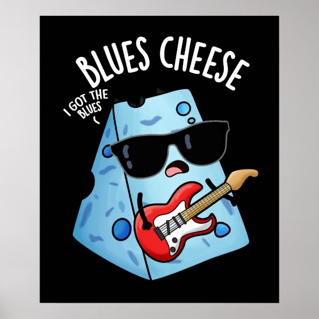 Poster Queijo Blues Piada de Comida Divertida Fundo Escur (Frente)