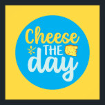 Poster Queijo Engraçado No Dia Da Arte Da Cozinha Retrora<br><div class="desc">Arte tipográfica colorida com cores retrô e vibrantes. Peitos engraçados e citações sobre comida,  cozinhar,  assar e jantar. Condecoração perfeita para sua cozinha,  restaurante,  café,  compro de padaria ou restaurante. A cor de fundo (o círculo e o quadrado) é personalizável através da Ferramenta Design.</div>