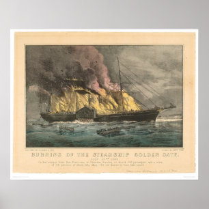 Pôster Queimadura do Golden Gate do navio a vapor (0144A)