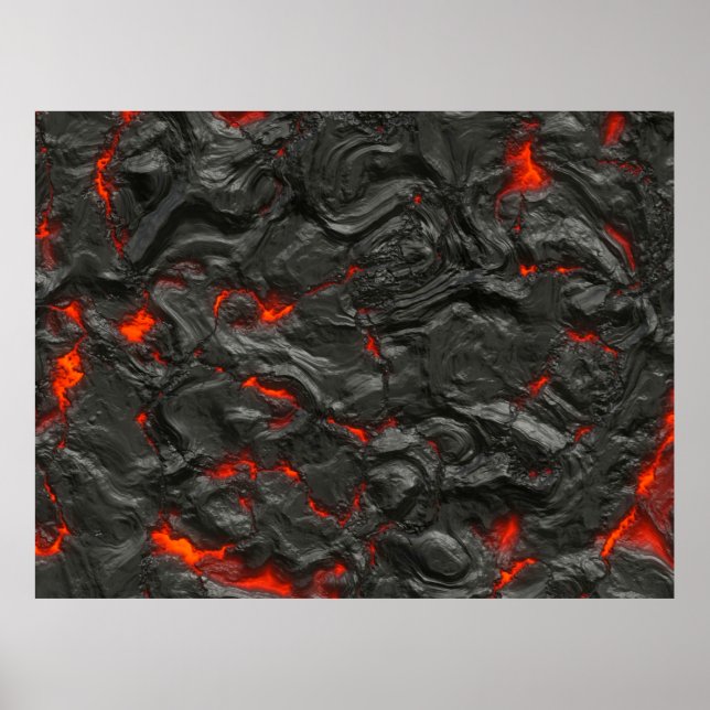 Poster Queimaduras de lava quente vulcânicas (Frente)