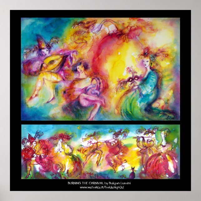Pôster QUEIMANDO A Dança Mascarada DE CARNIVAL/Veneza (Frente)