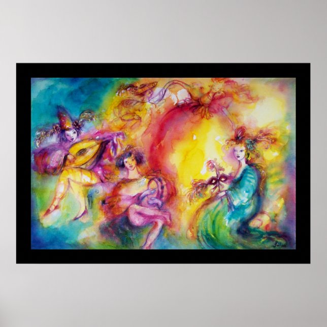 Pôster QUEIMANDO A Dança Mascarada DE CARNIVAL/Veneza (Frente)