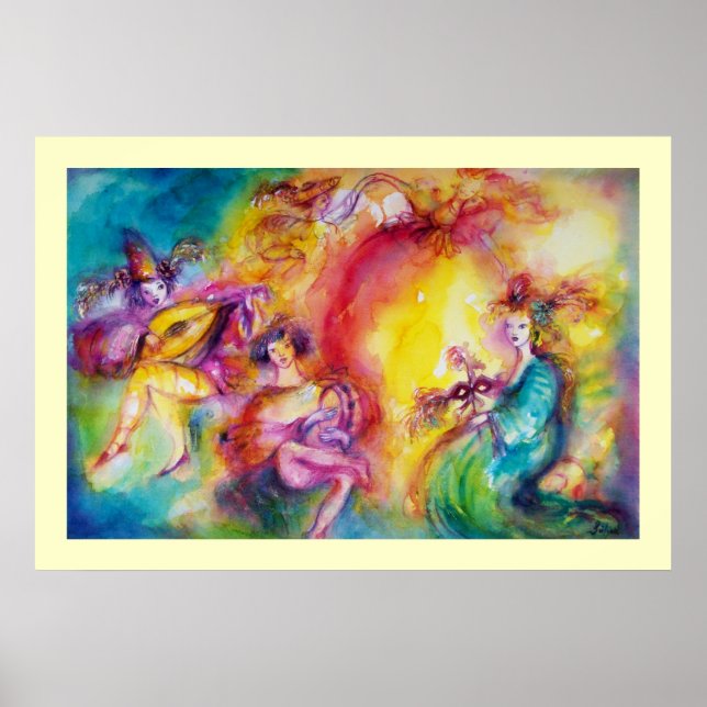 Pôster QUEIMANDO A Dança Mascarada DE CARNIVAL/Veneza (Frente)