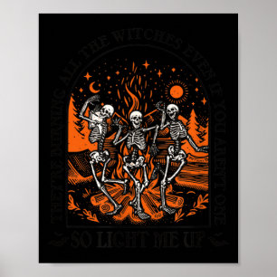 Poster Queimando as bruxas esqueleto de Halloween dançand