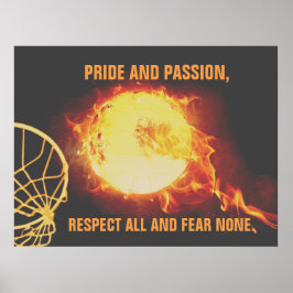 Poster Queimando Imagem Da Bola Com O Slogan Netball