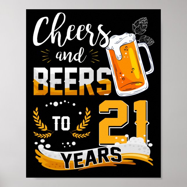 Poster Queixas E Cervejas De aniversário de 21 anos A 21  (Frente)