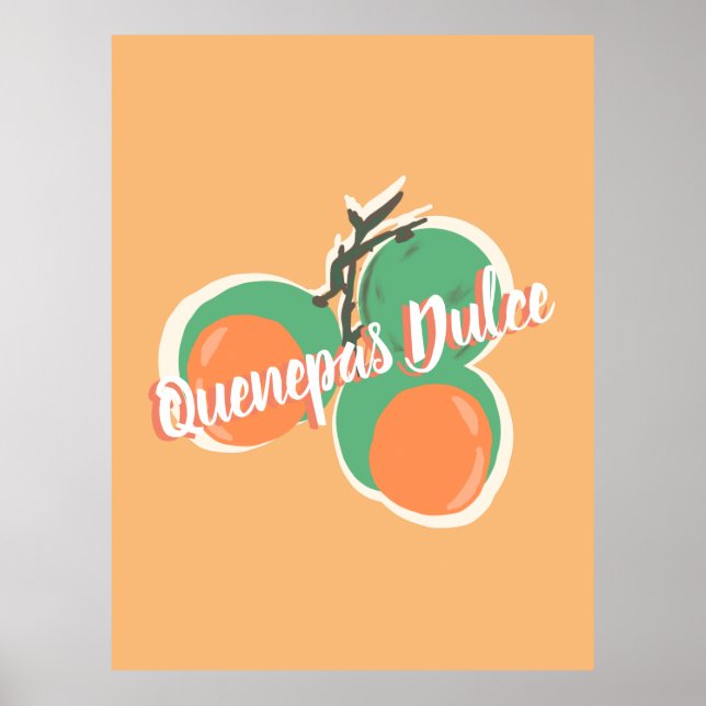 Poster Quenepas Limões Espanhol Desenhado na Mão Fruta (Frente)