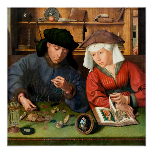 Pôster Quentin Matsys - O Moneylender e sua esposa (Frente)