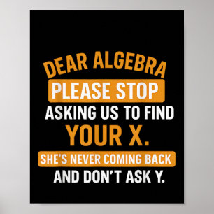 Poster Querida Álgebra Pare de Me Pedir Para Encontrar Se