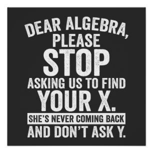 Pôster Querida Álgebra Por Favor Pare De Nos Pedir Para E