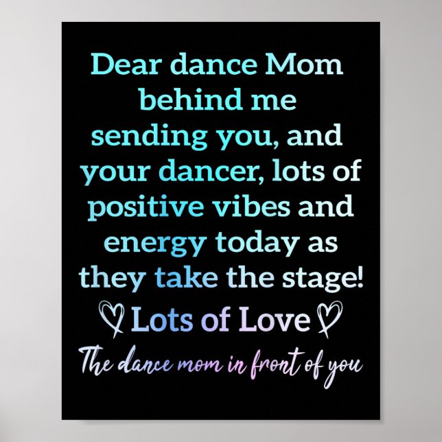 Poster Querida Dança Mãe Atrás De Mim Enviando Seu Retro  (Frente)