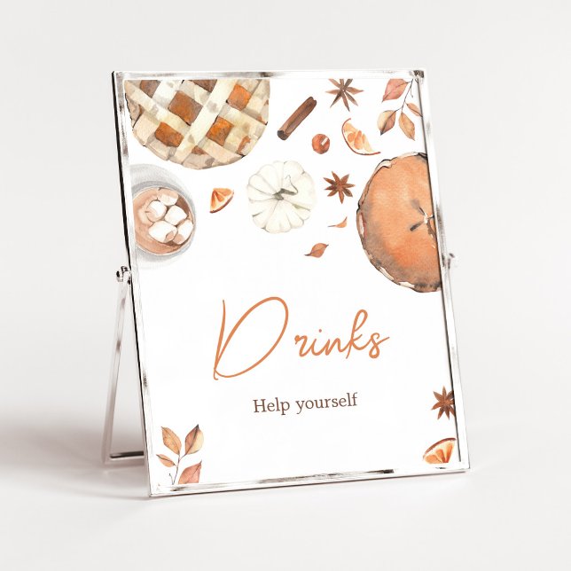 Poster Querido Envelope da Estação do Pequeno Bolo de Abó (Pumpkin Pie Baby Shower Drinks Sign)