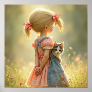 Poster Querido garotinha com seu gatinho