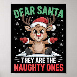Poster Querido Papai Noel Divertidos Travessos Rena Natal