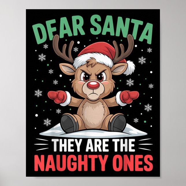 Poster Querido Papai Noel Divertidos Travessos Rena Natal (Frente)