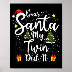 Poster Querido Papai Noel Meu Gêmeo Fez Isso Camisa Diver