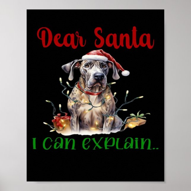 Poster Querido Papai Noel Posso Explicar Great Dane T-Shi (Frente)