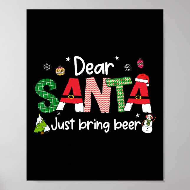 Poster Querido Papai Noel Traga Cerveja Pjs De Natal Famí (Frente)