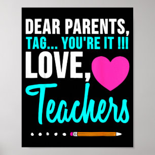 Poster Queridos pais etiqueta amor professor piada format