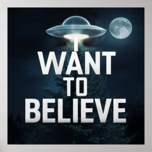 Poster Quero Acreditar, Retro De Filme 90, OVNI Alienígen