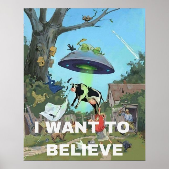 Poster Quero Acreditar, Retro De Filme 90, OVNI Alienígen (Frente)