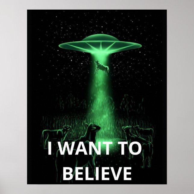 Poster Quero Acreditar, Retro De Filme 90, OVNI Alienígen (Frente)