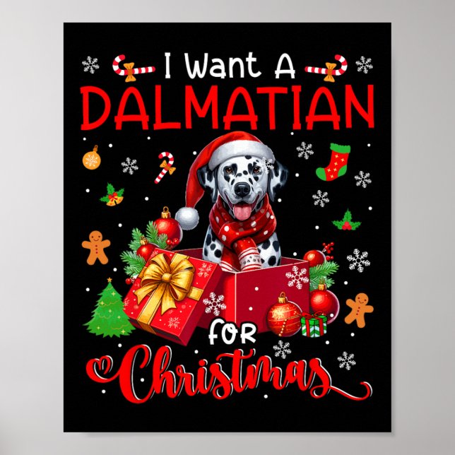 Poster Quero Um Dalmático Para Papais noeis De Natal Cão  (Frente)