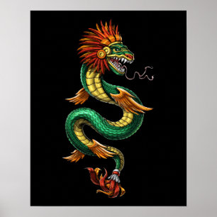 Poster Quetzalcoatl Aztec Feathered - Deus Serpente