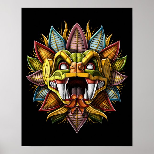 Poster Quetzalcoatl Aztec Feathered - Deus Serpente (Frente)