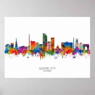 Poster Quezon City Filipinas Skyline